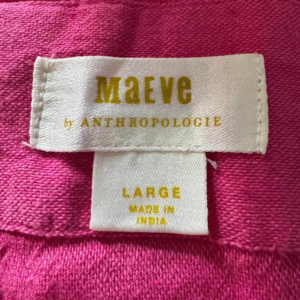 Anthropologie Bright Pink Tiered Dress with Red Embroidery - Picture 2 of 8